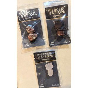 3 Pairs Organic Natural Stone Wood Ear Gauges Tunnels Plugs Expander Piercings